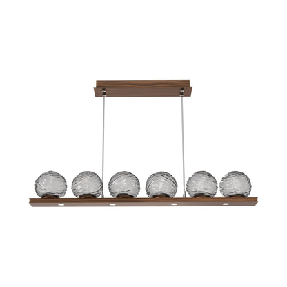 Gaia Linear LED Chandelier in Oil Rubbed Bronze/Smoke Blown Glass (44-Inch).