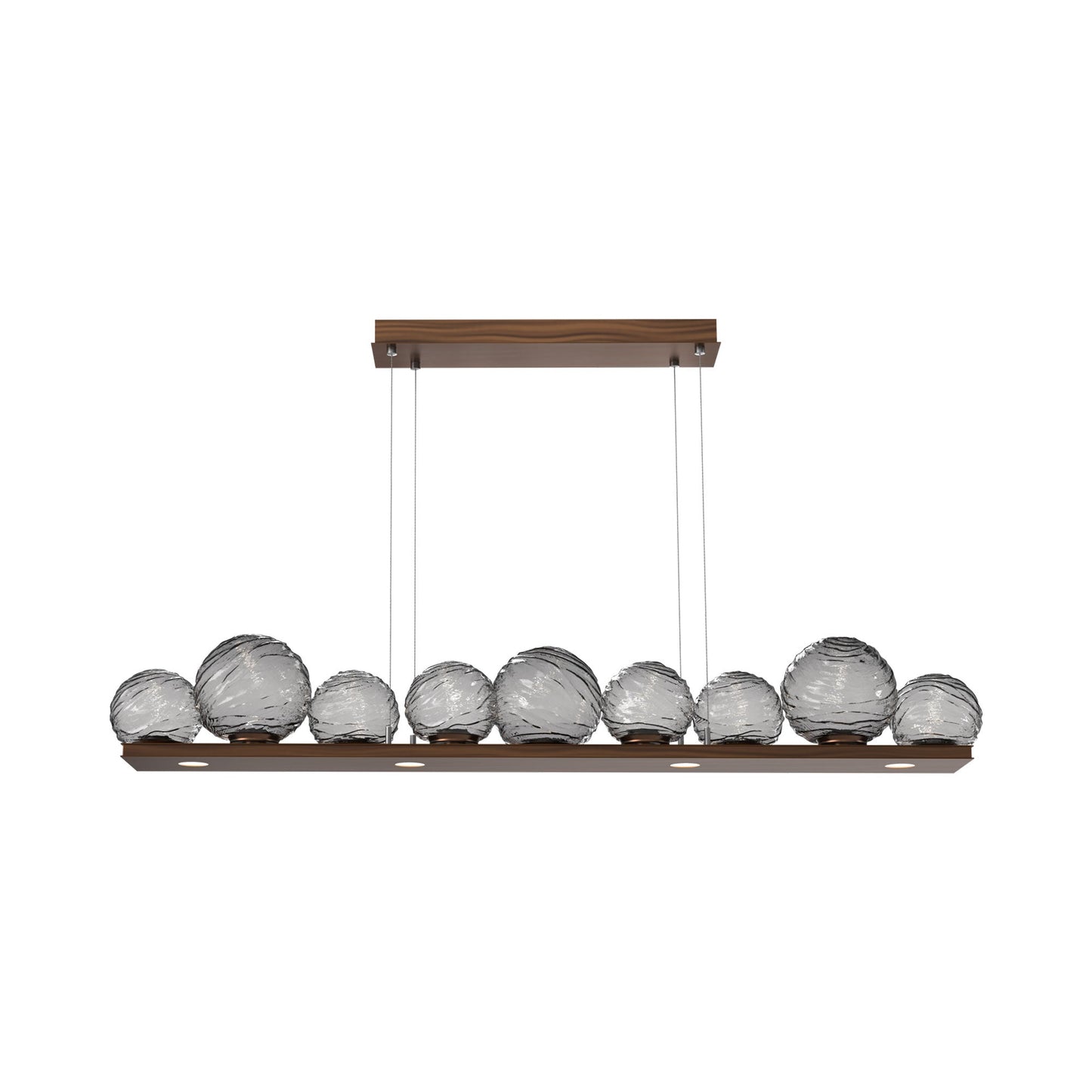 Gaia Linear LED Chandelier in Oil Rubbed Bronze/Smoke Blown Glass (59-Inch).