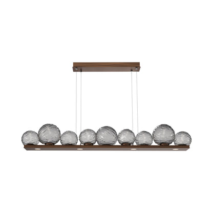 Gaia Linear LED Chandelier in Oil Rubbed Bronze/Smoke Blown Glass (59-Inch).