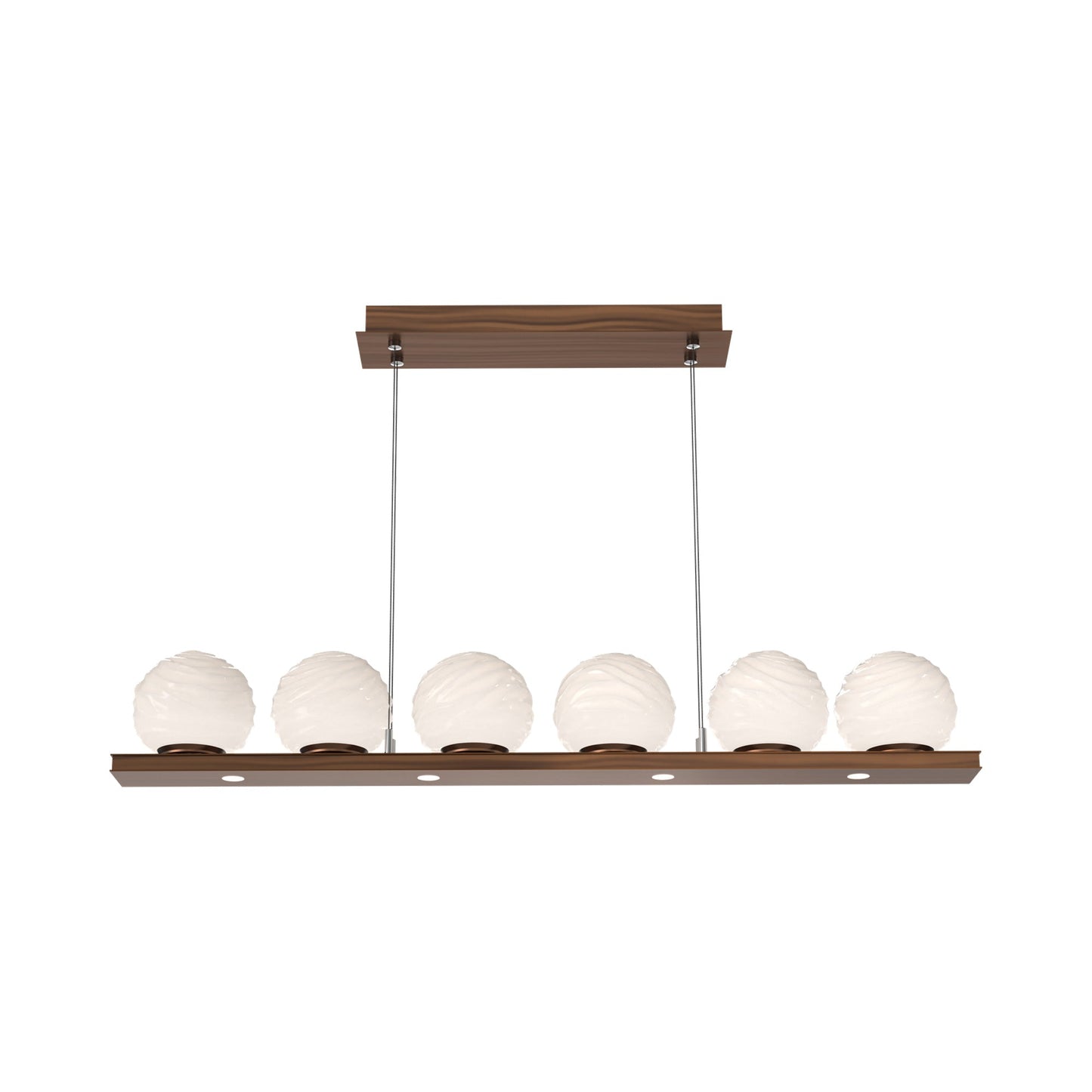 Gaia Linear LED Chandelier in Oil Rubbed Bronze/White Blown Glass (44-Inch).