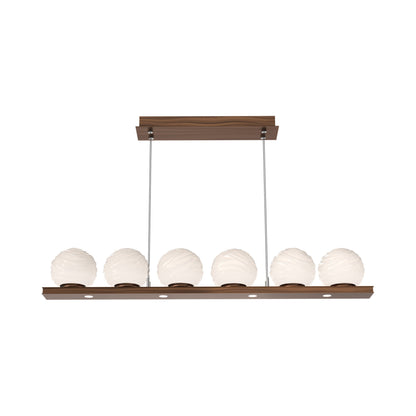 Gaia Linear LED Chandelier in Oil Rubbed Bronze/White Blown Glass (44-Inch).