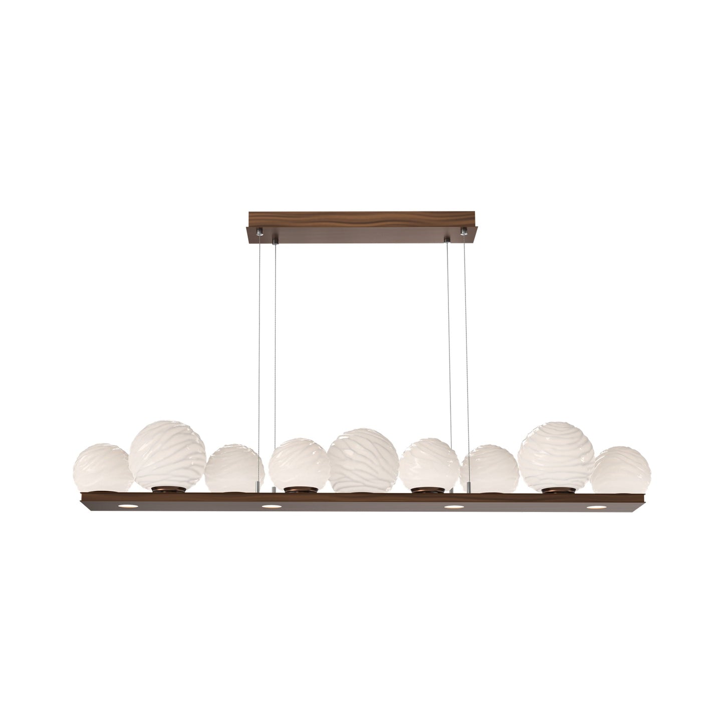 Gaia Linear LED Chandelier in Oil Rubbed Bronze/White Blown Glass (59-Inch).