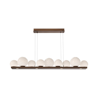 Gaia Linear LED Chandelier in Oil Rubbed Bronze/White Blown Glass (59-Inch).