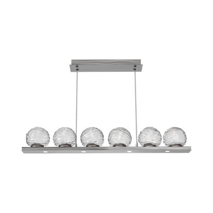 Gaia Linear LED Chandelier in Satin Nickel/Clear Blown Glass (44-Inch).