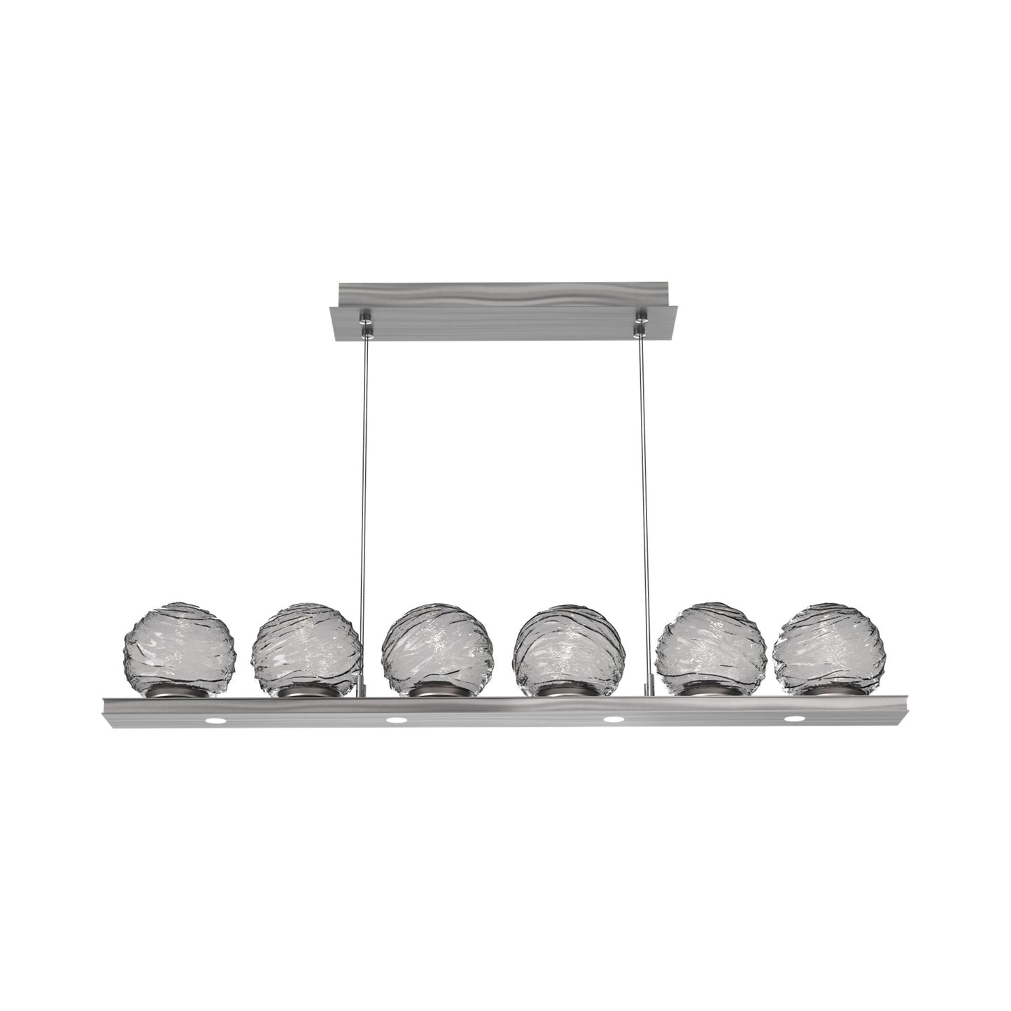Gaia Linear LED Chandelier in Satin Nickel/Smoke Blown Glass (44-Inch).