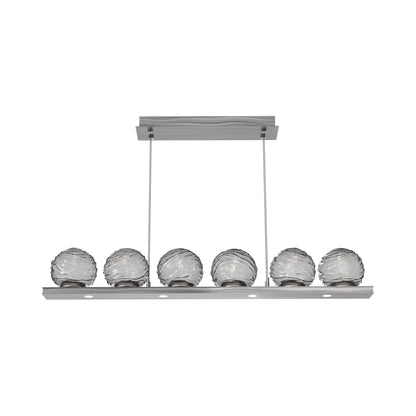 Gaia Linear LED Chandelier in Satin Nickel/Smoke Blown Glass (44-Inch).