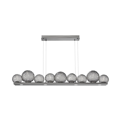 Gaia Linear LED Chandelier in Satin Nickel/Smoke Blown Glass (59-Inch).