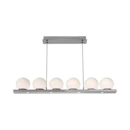 Gaia Linear LED Chandelier in Satin Nickel/White Blown Glass (44-Inch).