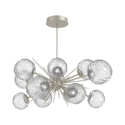 Gaia Oval Starburst LED Chandelier in Beige Silver/Clear Blown Glass.