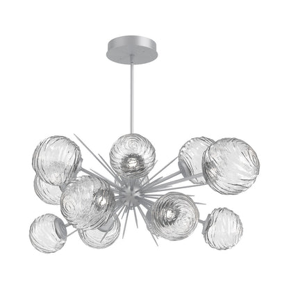 Gaia Oval Starburst LED Chandelier in Classic Silver/Clear Blown Glass.