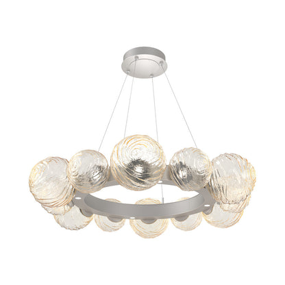 Gaia Radial Ring LED Chandelier in Beige Silver/Amber Blown Glass (38.7-Inch).