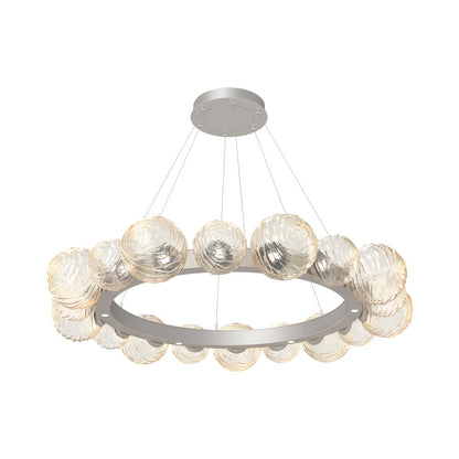 Gaia Radial Ring LED Chandelier in Beige Silver/Amber Blown Glass (51.1-Inch).