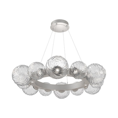 Gaia Radial Ring LED Chandelier in Beige Silver/Clear Blown Glass (38.7-Inch).