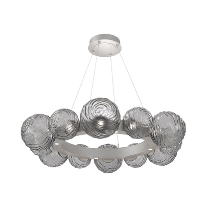 Gaia Radial Ring LED Chandelier in Beige Silver/Smoke Blown Glass (38.7-Inch).
