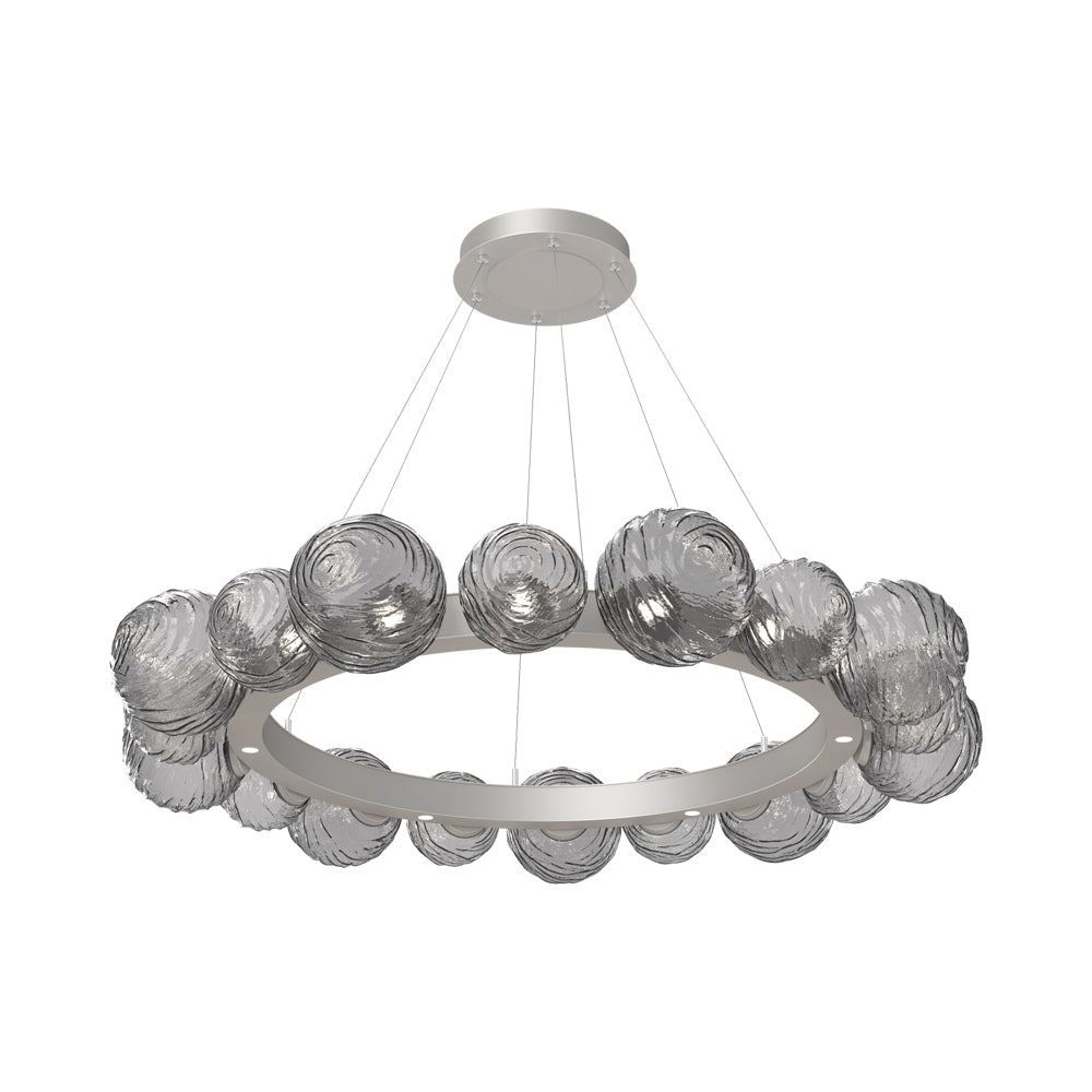 Gaia Radial Ring LED Chandelier in Beige Silver/Smoke Blown Glass (51.1-Inch).