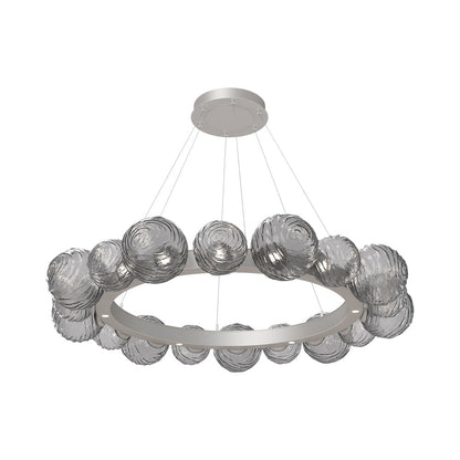 Gaia Radial Ring LED Chandelier in Beige Silver/Smoke Blown Glass (51.1-Inch).