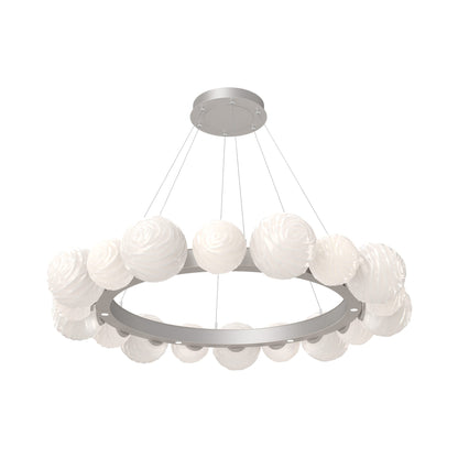 Gaia Radial Ring LED Chandelier in Beige Silver/White Blown Glass (51.1-Inch).