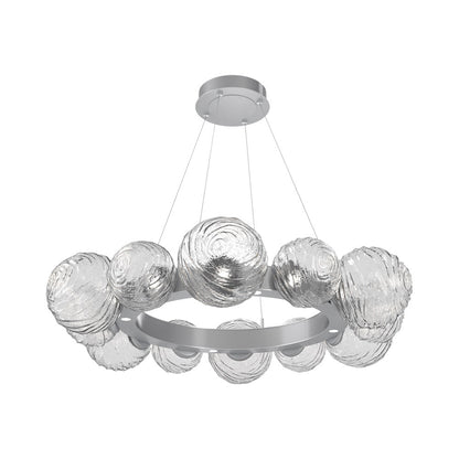 Gaia Radial Ring LED Chandelier in Classic Silver/Clear Blown Glass (38.7-Inch).