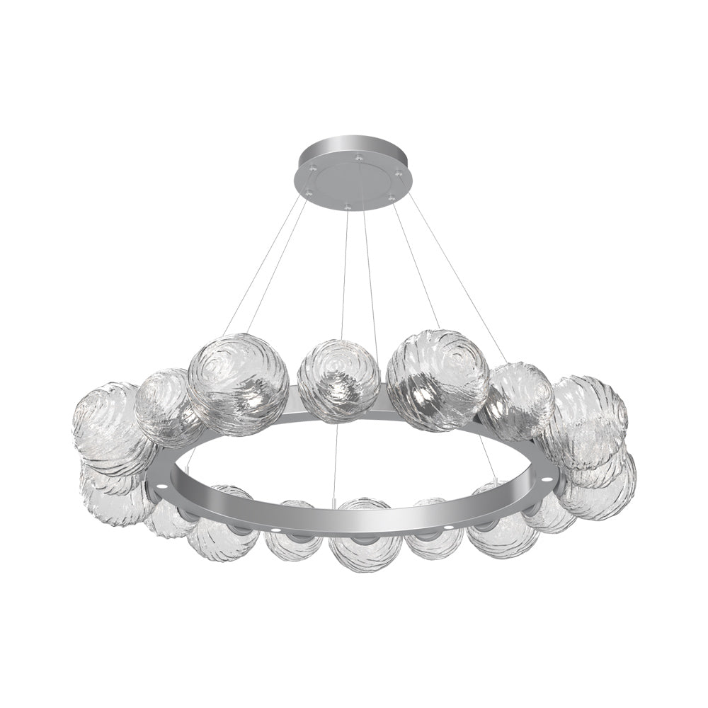 Gaia Radial Ring LED Chandelier in Classic Silver/Clear Blown Glass (51.1-Inch).