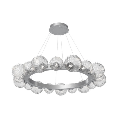 Gaia Radial Ring LED Chandelier in Classic Silver/Clear Blown Glass (51.1-Inch).