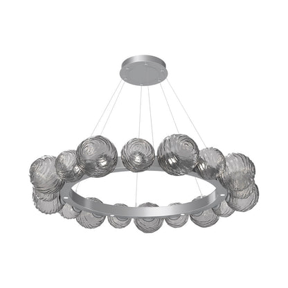 Gaia Radial Ring LED Chandelier in Classic Silver/Smoke Blown Glass (51.1-Inch).
