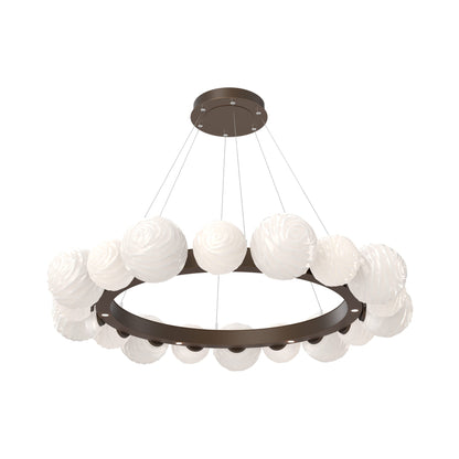Gaia Radial Ring LED Chandelier in Flat Bronze/White Blown Glass (51.1-Inch).