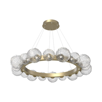 Gaia Radial Ring LED Chandelier in Gilded Brass/Clear Blown Glass (51.1-Inch).