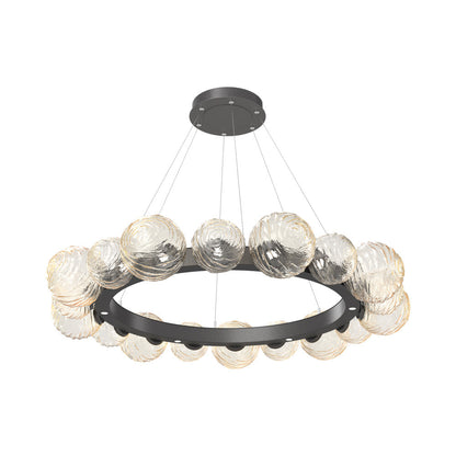 Gaia Radial Ring LED Chandelier in Graphite/Amber Blown Glass (51.1-Inch).