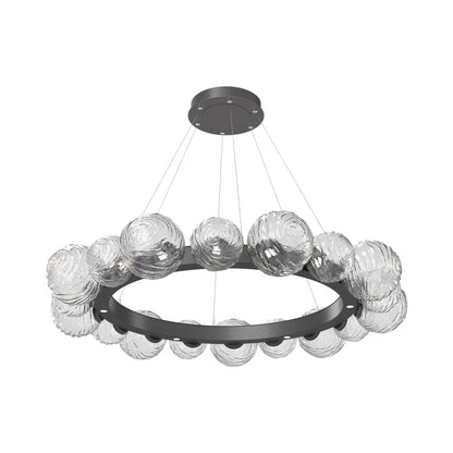 Gaia Radial Ring LED Chandelier in Graphite/Clear Blown Glass (51.1-Inch).