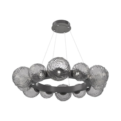 Gaia Radial Ring LED Chandelier in Graphite/Smoke Blown Glass (38.7-Inch).