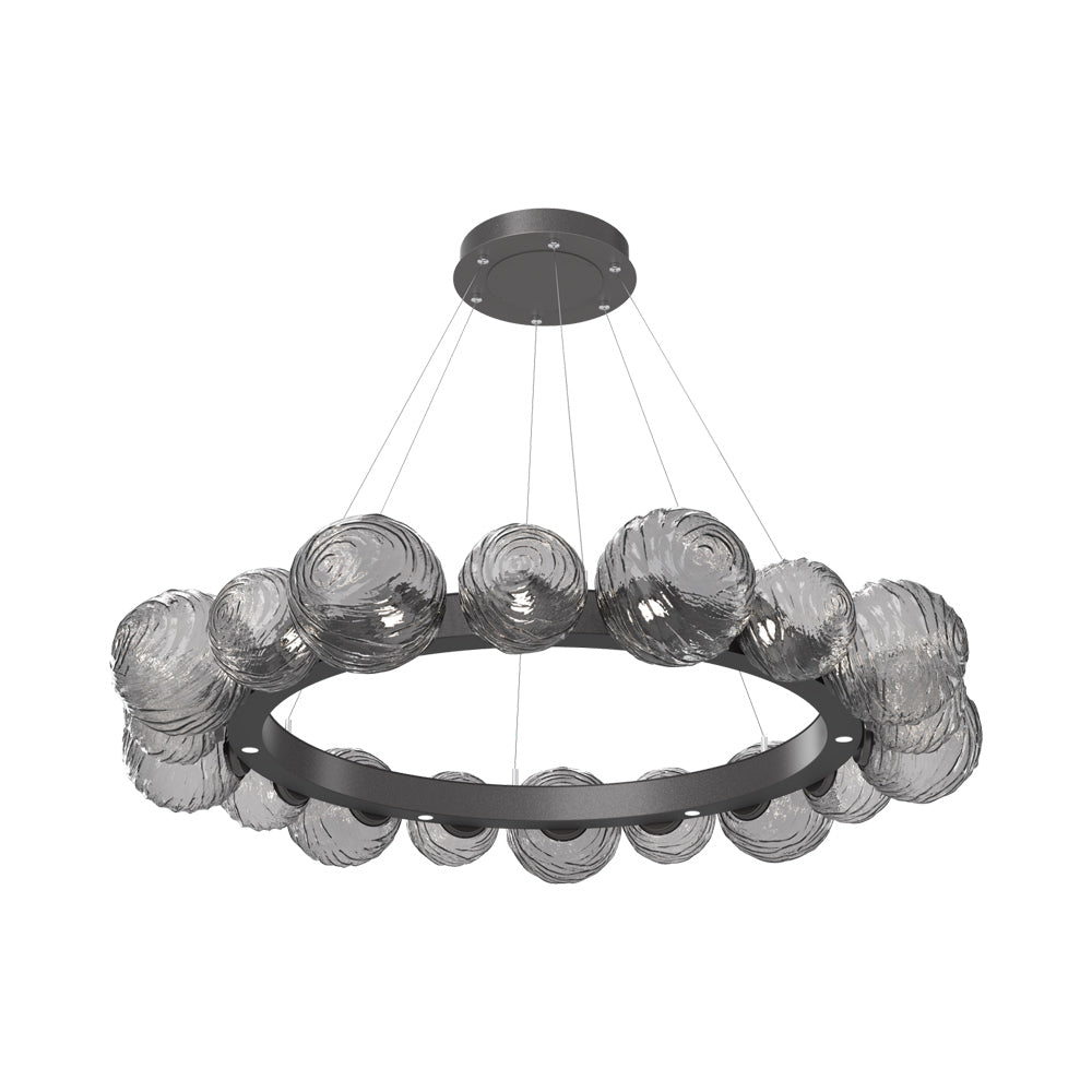 Gaia Radial Ring LED Chandelier in Graphite/Smoke Blown Glass (51.1-Inch).