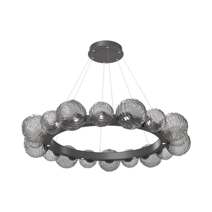 Gaia Radial Ring LED Chandelier in Graphite/Smoke Blown Glass (51.1-Inch).