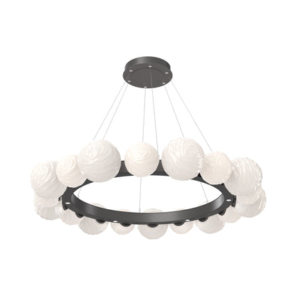 Gaia Radial Ring LED Chandelier in Graphite/White Blown Glass (51.1-Inch).