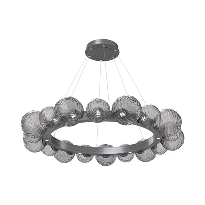 Gaia Radial Ring LED Chandelier in Gunmetal/Smoke Blown Glass (51.1-Inch).