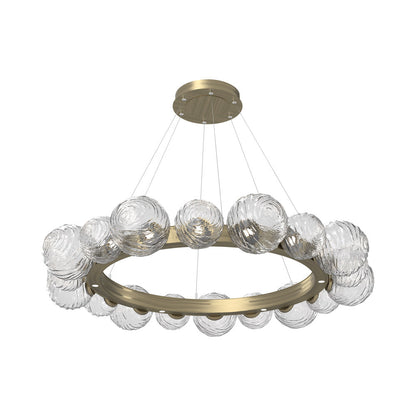 Gaia Radial Ring LED Chandelier in Heritage Brass/Clear Blown Glass (51.1-Inch).