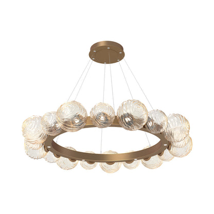 Gaia Radial Ring LED Chandelier in Novel Brass/Amber Blown Glass (51.1-Inch).