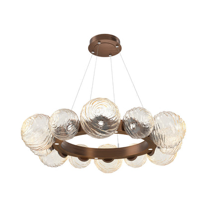 Gaia Radial Ring LED Chandelier in Oil Rubbed Bronze/Amber Blown Glass (38.7-Inch).