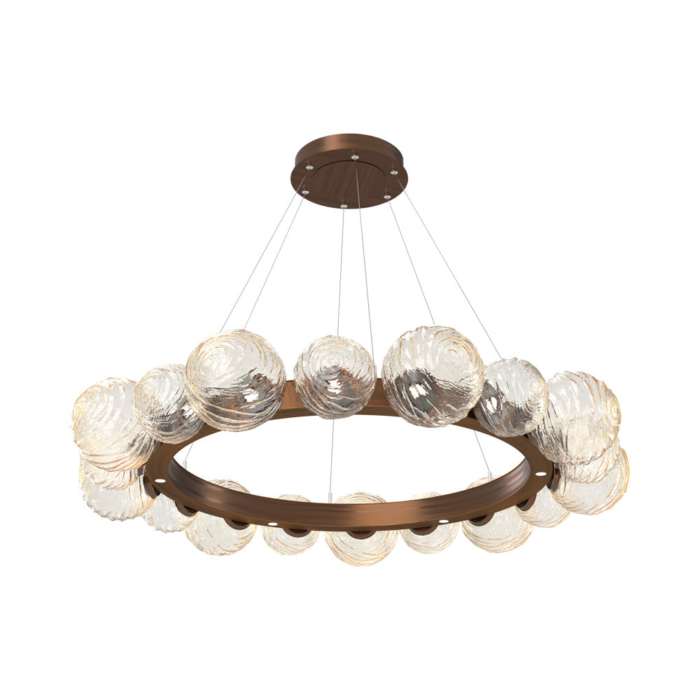 Gaia Radial Ring LED Chandelier in Oil Rubbed Bronze/Amber Blown Glass (51.1-Inch).