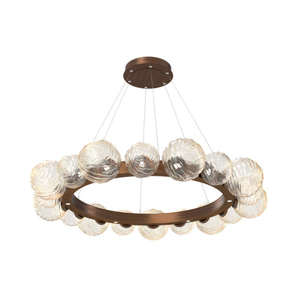 Gaia Radial Ring LED Chandelier in Oil Rubbed Bronze/Amber Blown Glass (51.1-Inch).