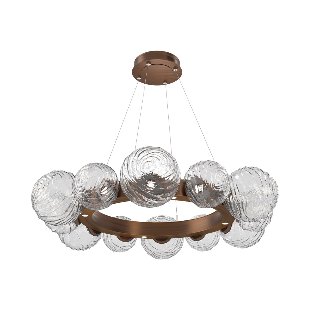 Gaia Radial Ring LED Chandelier in Oil Rubbed Bronze/Clear Blown Glass (38.7-Inch).
