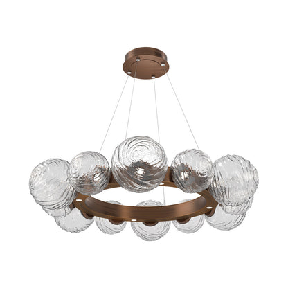 Gaia Radial Ring LED Chandelier in Oil Rubbed Bronze/Clear Blown Glass (38.7-Inch).