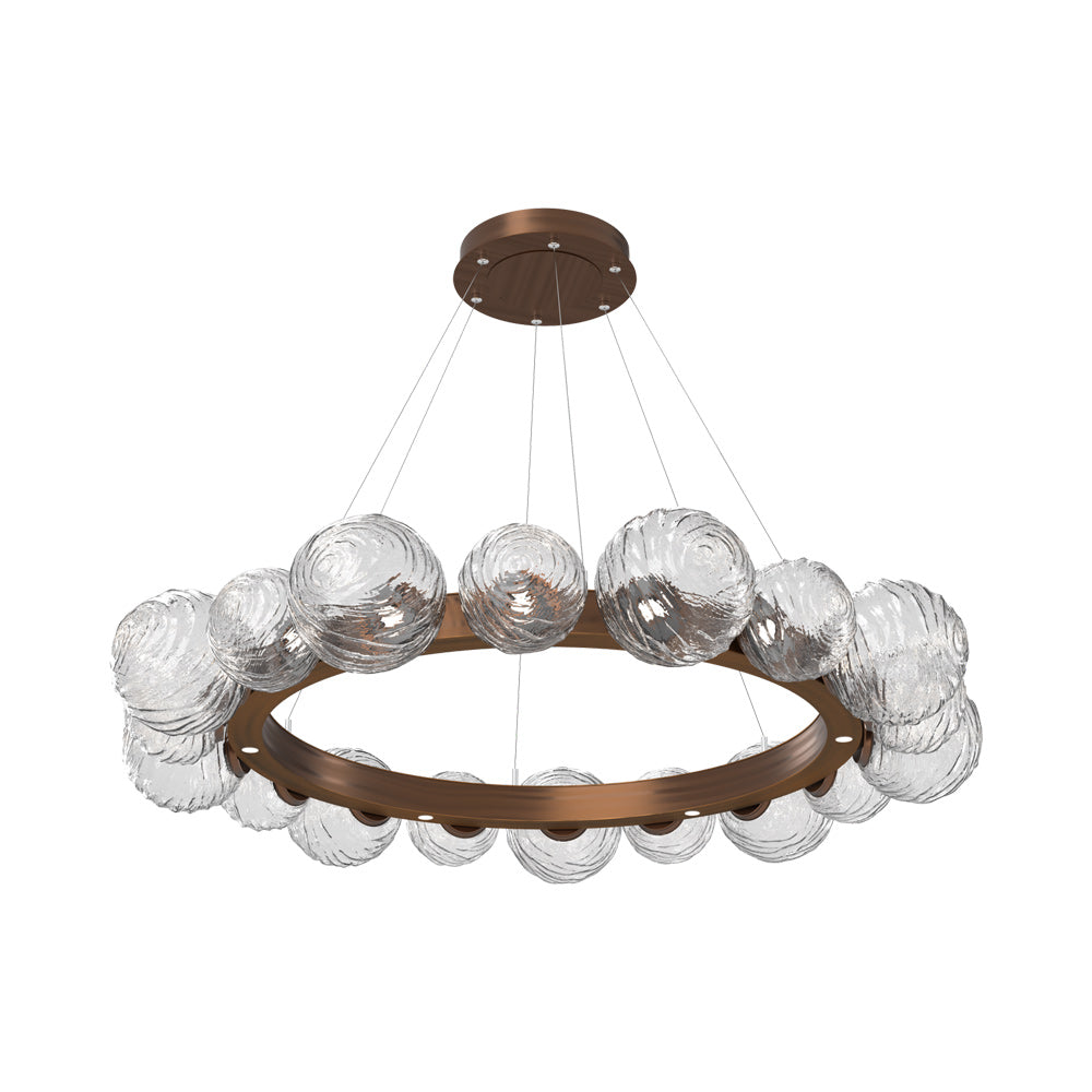 Gaia Radial Ring LED Chandelier in Oil Rubbed Bronze/Clear Blown Glass (51.1-Inch).