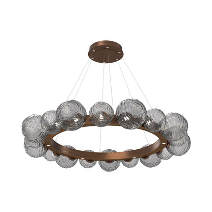 Gaia Radial Ring LED Chandelier in Oil Rubbed Bronze/Smoke Blown Glass (51.1-Inch).