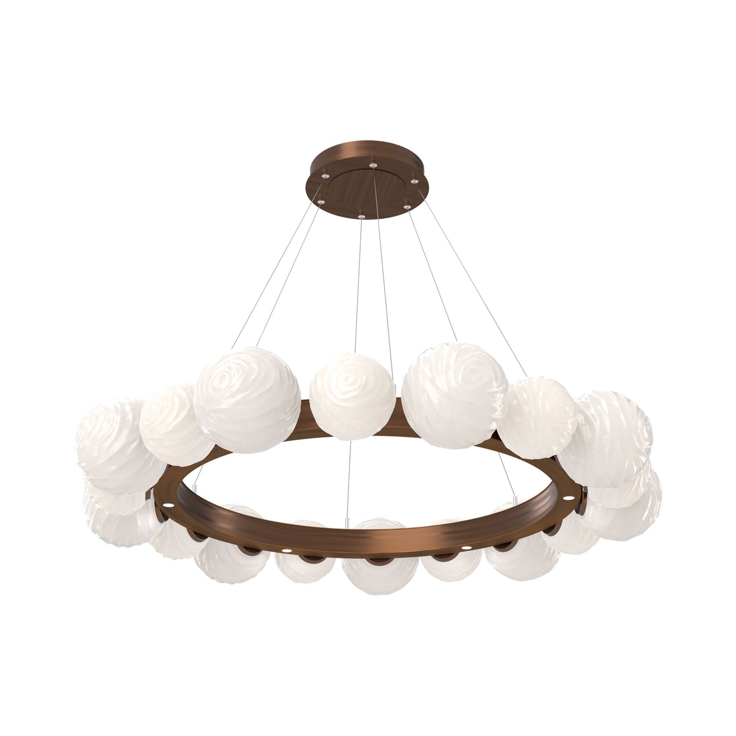 Gaia Radial Ring LED Chandelier in Oil Rubbed Bronze/White Blown Glass (51.1-Inch).