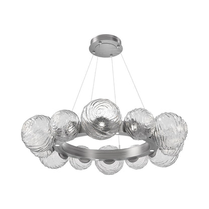 Gaia Radial Ring LED Chandelier in Satin Nickel/Clear Blown Glass (38.7-Inch).