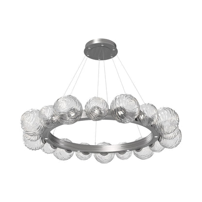 Gaia Radial Ring LED Chandelier in Satin Nickel/Clear Blown Glass (51.1-Inch).