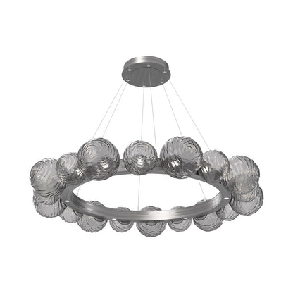Gaia Radial Ring LED Chandelier in Satin Nickel/Smoke Blown Glass (51.1-Inch).