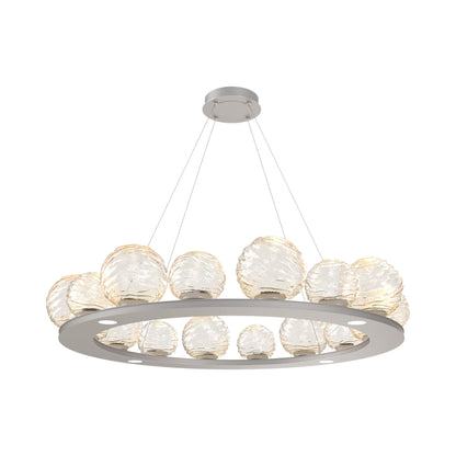 Gaia Ring LED Chandelier in Beige Silver/Amber Blown Glass (48.5-Inch).