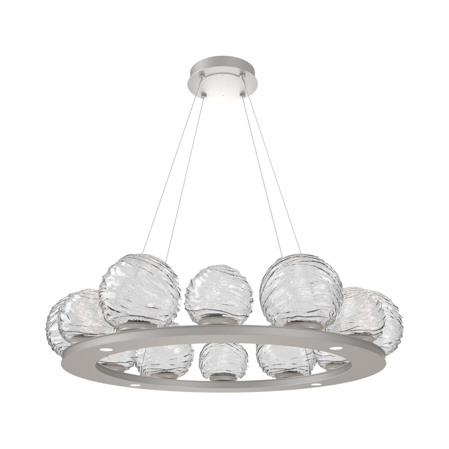 Gaia Ring LED Chandelier in Beige Silver/Clear Blown Glass (38.4-Inch).