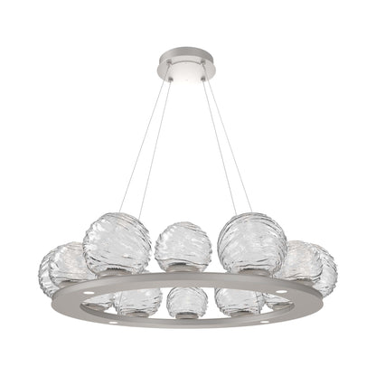 Gaia Ring LED Chandelier in Beige Silver/Clear Blown Glass (38.4-Inch).